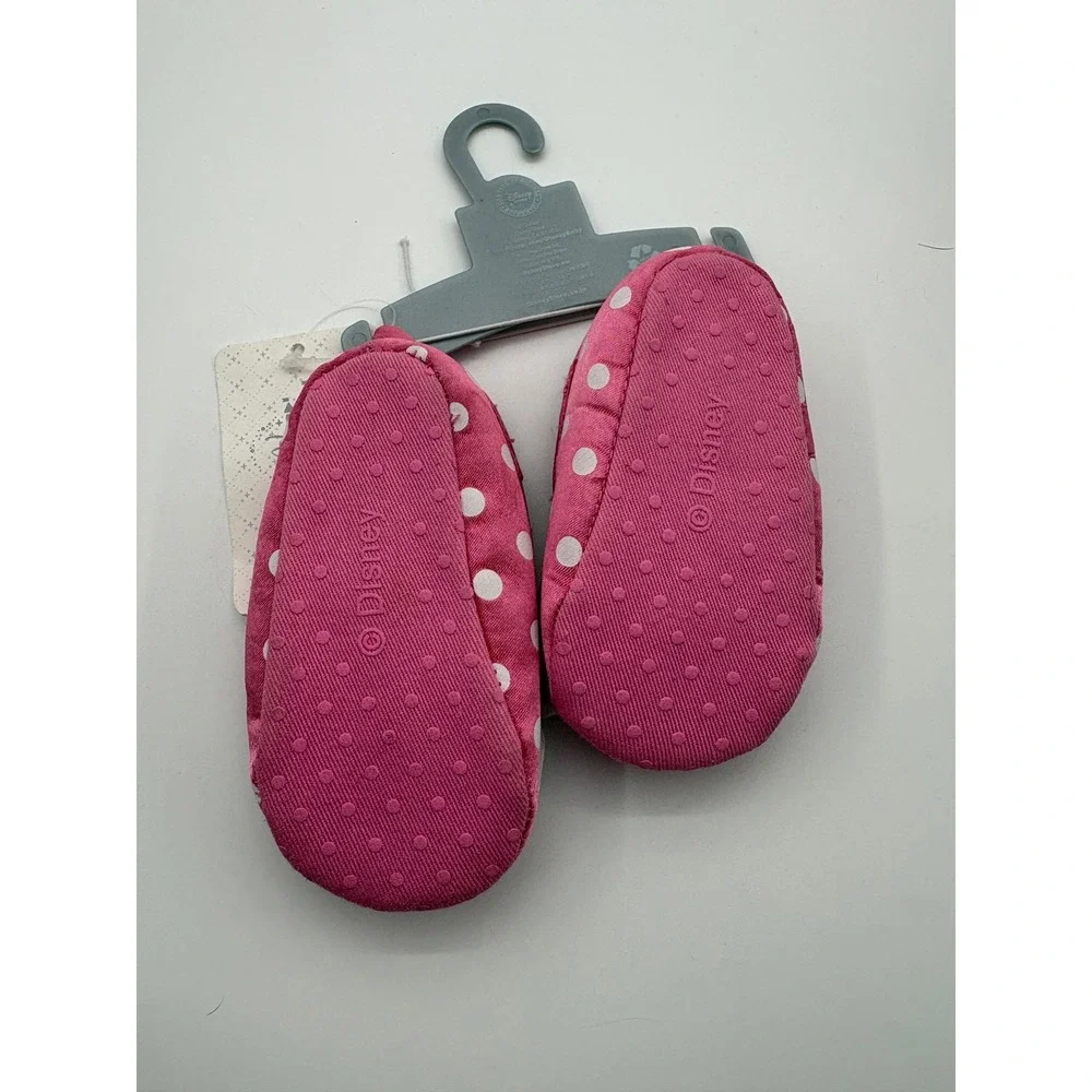 Disney Baby Minnie Mouse Shoes 6-12M Pink Polka Dot Bow Crib Shoes NWT NOS